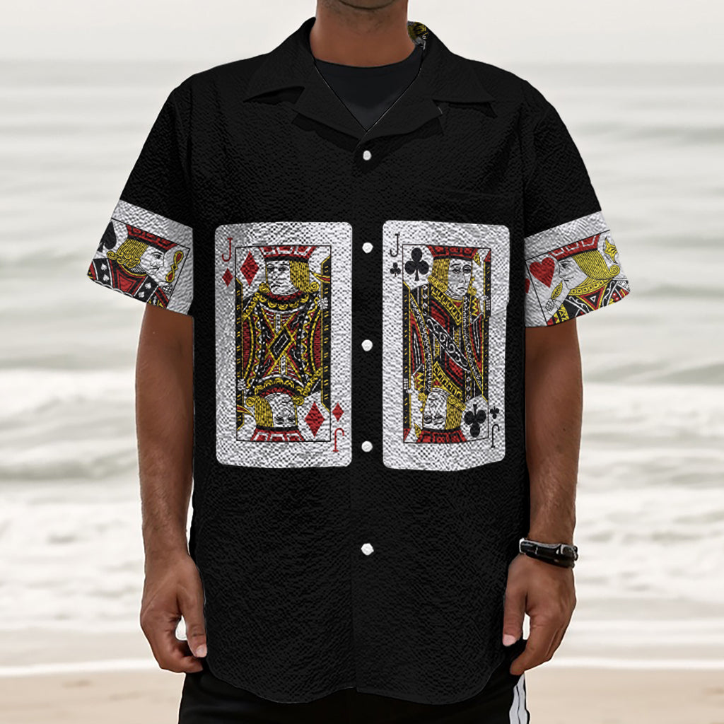 Four Jacks Playing Cards Print Textured Short Sleeve Shirt