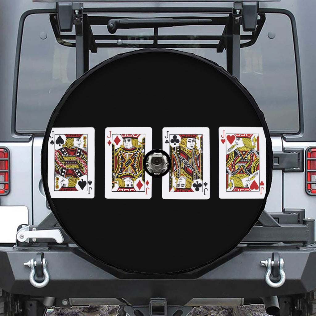 Four Jacks Playing Cards Print Tire Cover With Camera Hole