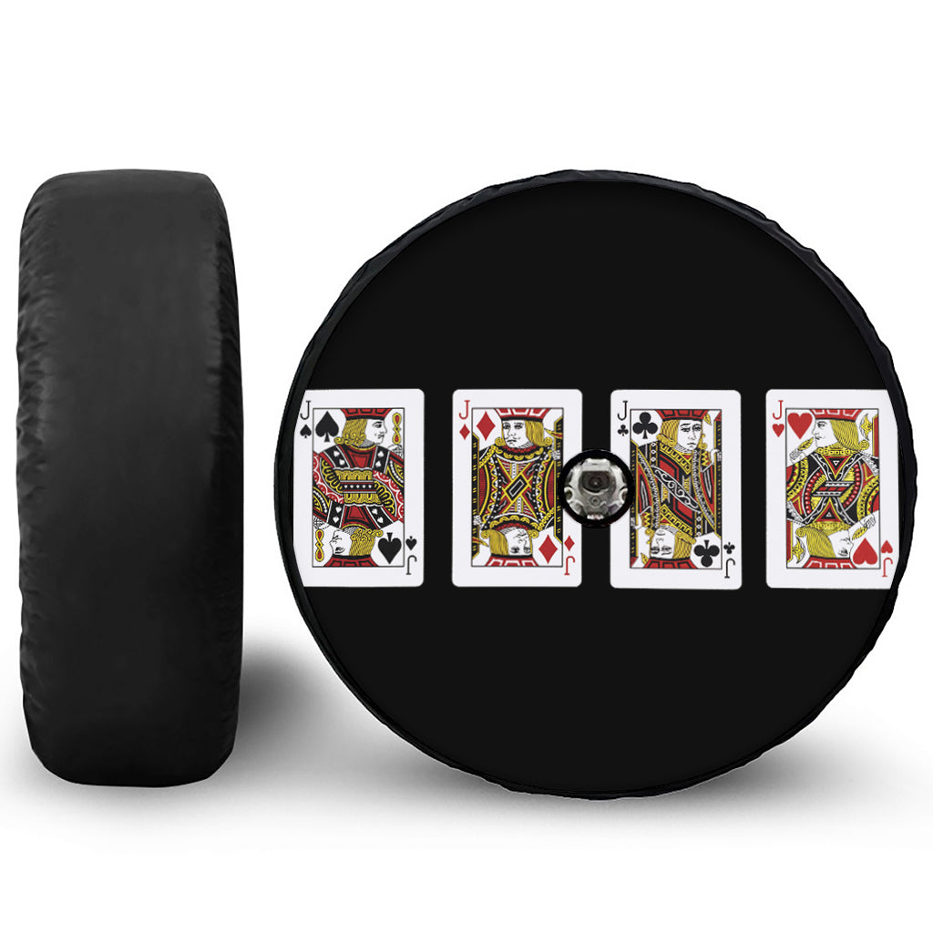 Four Jacks Playing Cards Print Tire Cover With Camera Hole
