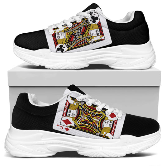 Four Jacks Playing Cards Print White Chunky Shoes