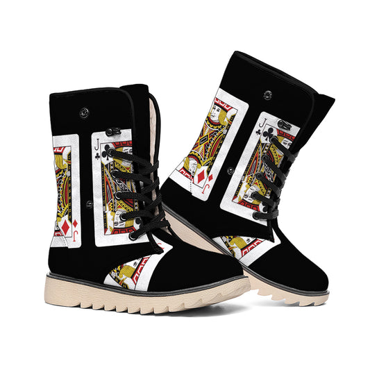 Four Jacks Playing Cards Print Winter Boots