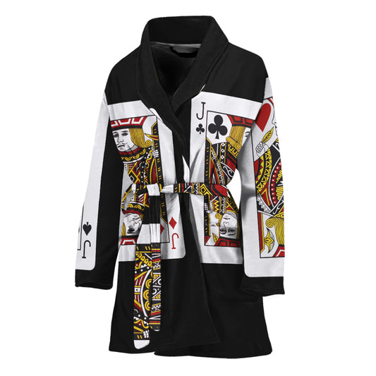 Four Jacks Playing Cards Print Women's Bathrobe