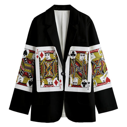Four Jacks Playing Cards Print Women's Blazer