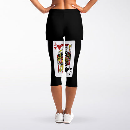 Four Jacks Playing Cards Print Women's Capri Leggings