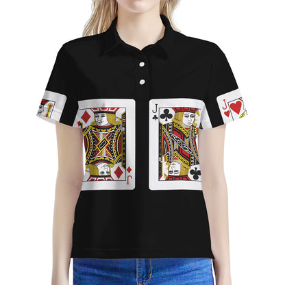 Four Jacks Playing Cards Print Women's Polo Shirt