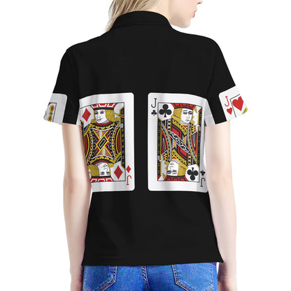 Four Jacks Playing Cards Print Women's Polo Shirt