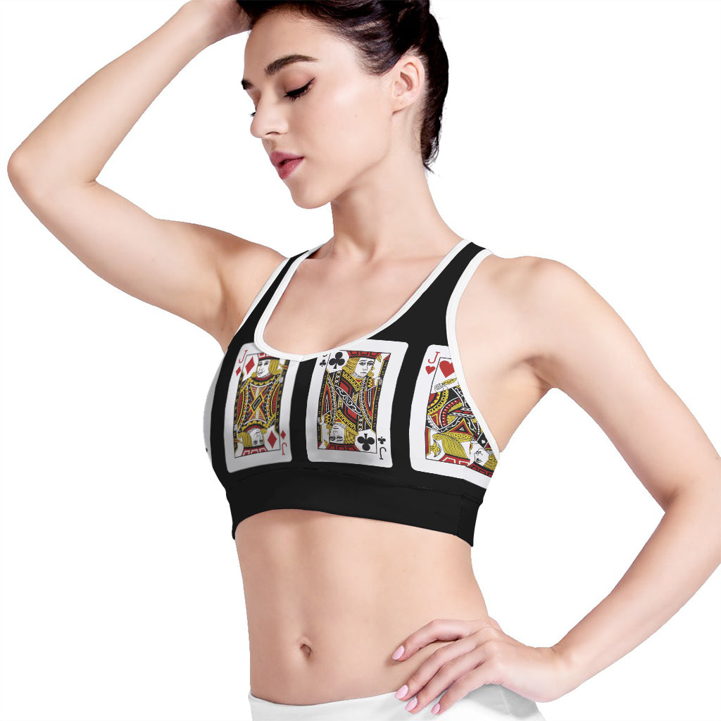 Four Jacks Playing Cards Print Women's Sports Bra