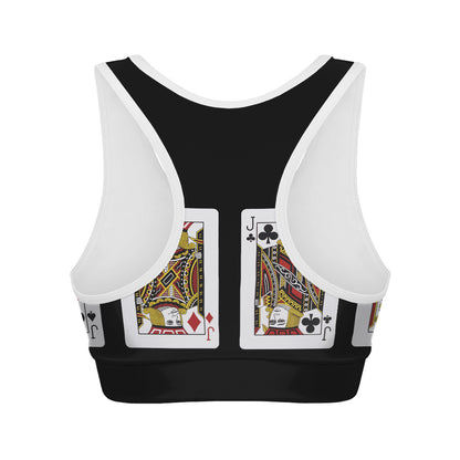 Four Jacks Playing Cards Print Women's Sports Bra