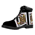 Four Jacks Playing Cards Print Padded Collar Lace Up Boots