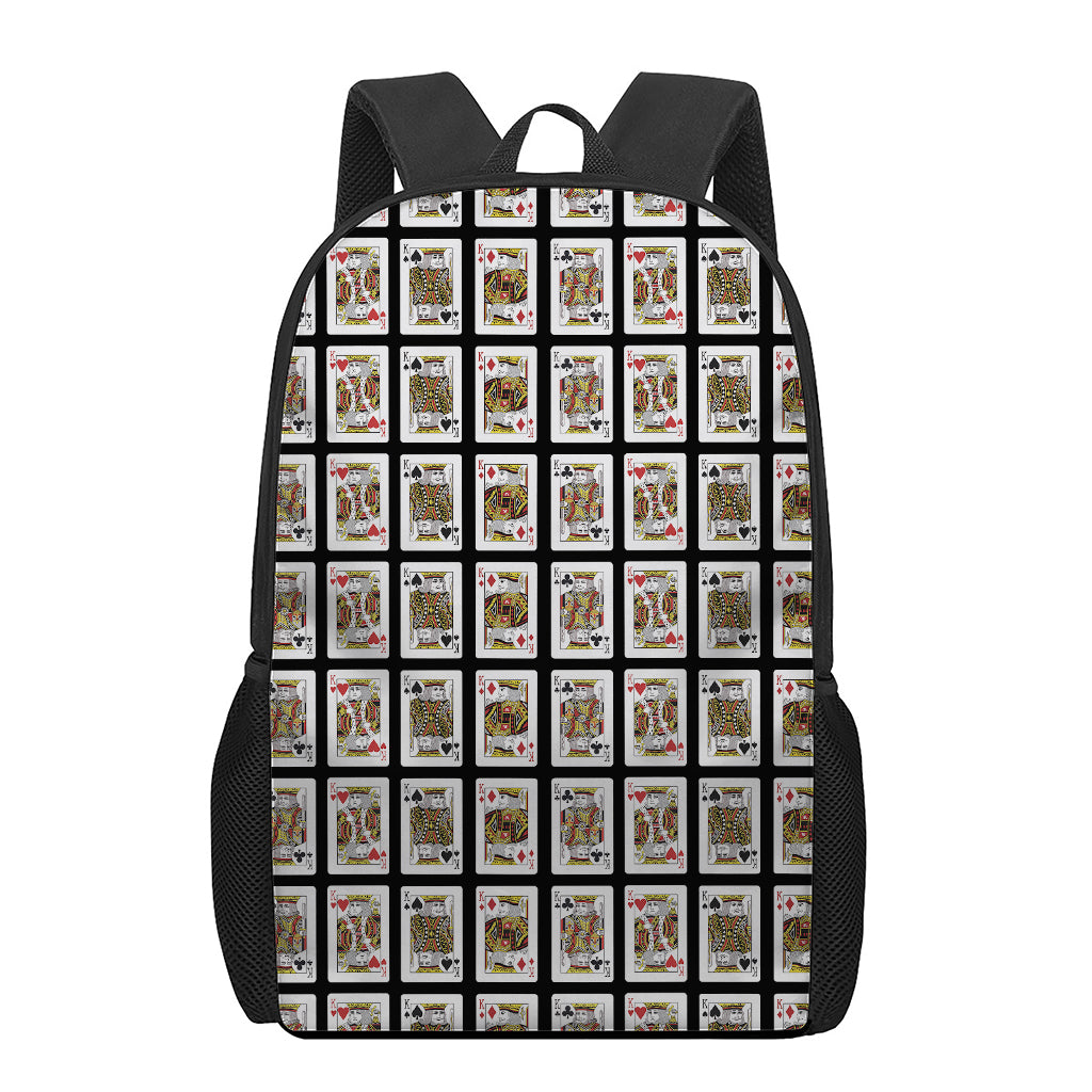 Four Kings Playing Cards Pattern Print 17 Inch Backpack