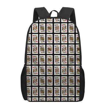Four Kings Playing Cards Pattern Print 17 Inch Backpack