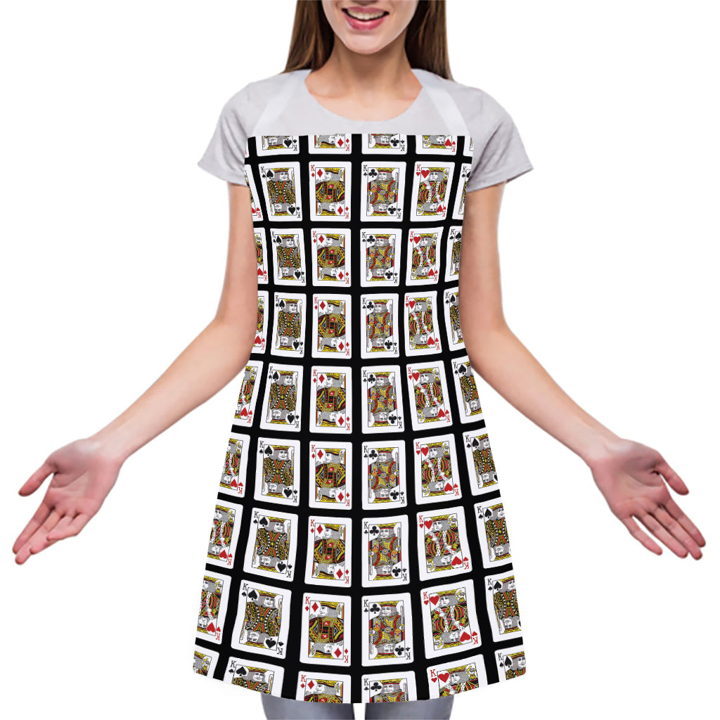 Four Kings Playing Cards Pattern Print Adjustable Apron