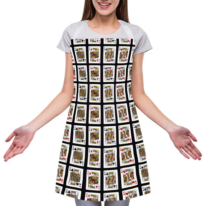 Four Kings Playing Cards Pattern Print Adjustable Apron