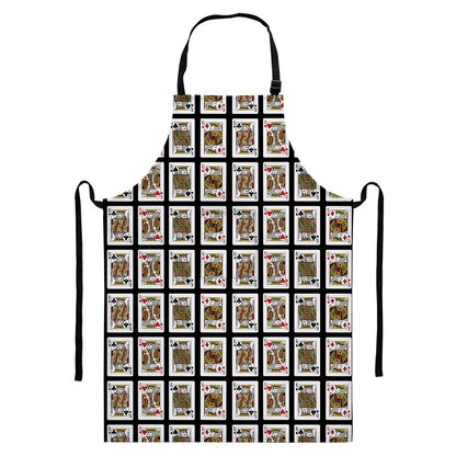 Four Kings Playing Cards Pattern Print Bib Apron With Pocket