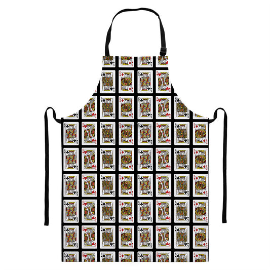 Four Kings Playing Cards Pattern Print Bib Apron With Pocket