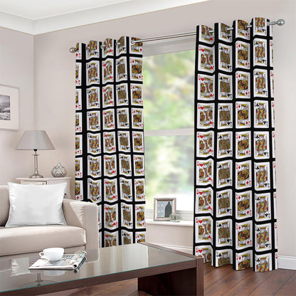 Four Kings Playing Cards Pattern Print Blackout Grommet Curtains