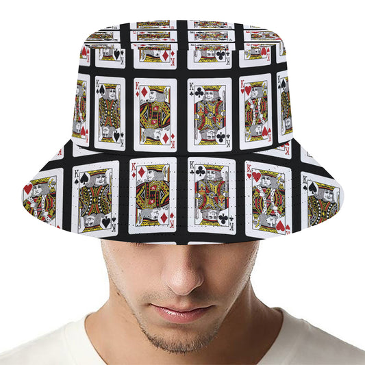 Four Kings Playing Cards Pattern Print Bucket Hat