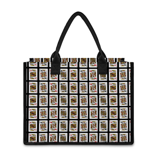 Four Kings Playing Cards Pattern Print Canvas Tote Bag