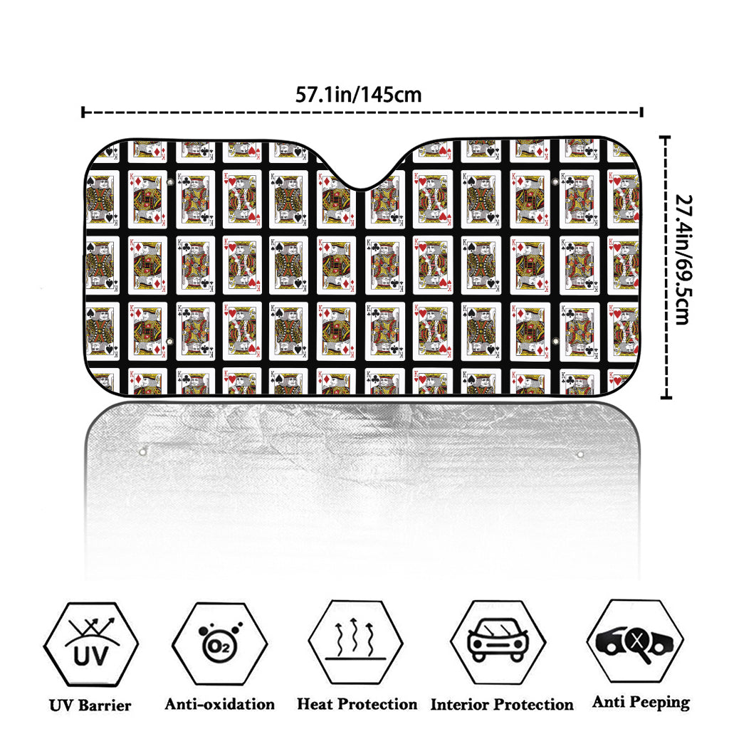 Four Kings Playing Cards Pattern Print Car Windshield Sun Shade