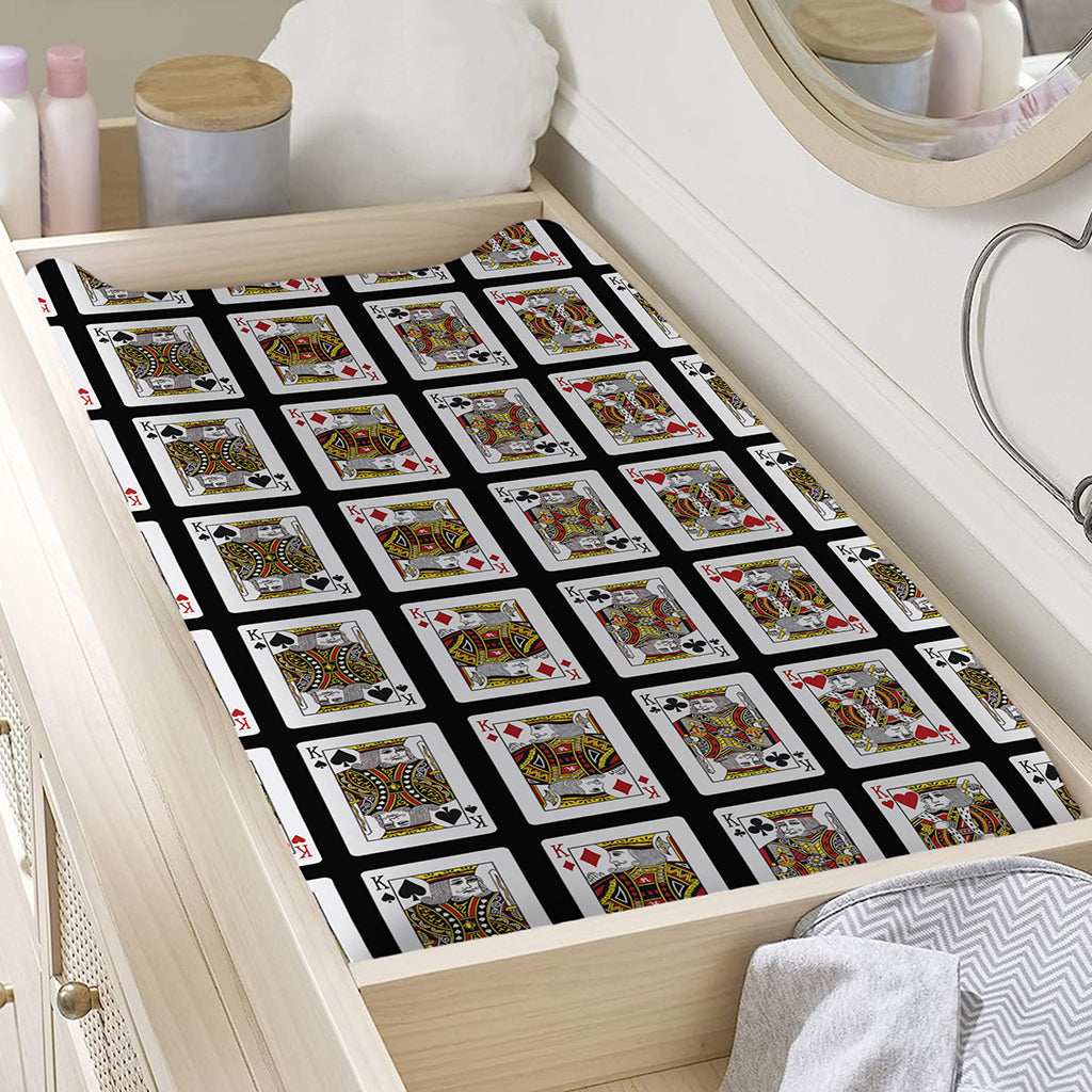 Four Kings Playing Cards Pattern Print Changing Pad Cover