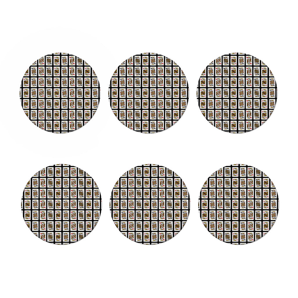 Four Kings Playing Cards Pattern Print Coaster Set