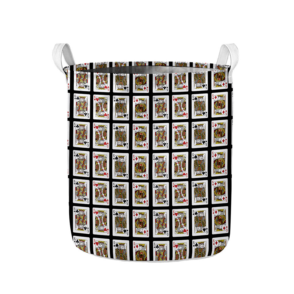 Four Kings Playing Cards Pattern Print Collapsible Laundry Basket