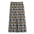 Four Kings Playing Cards Pattern Print Cotton Front Slit Maxi Skirt