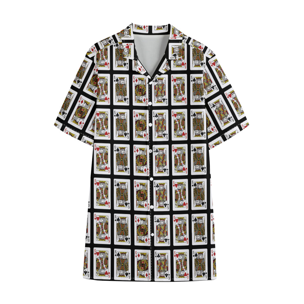 Four Kings Playing Cards Pattern Print Cotton Hawaiian Shirt