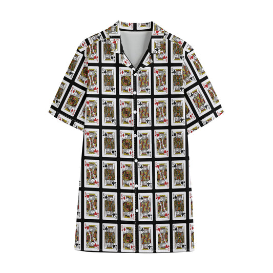 Four Kings Playing Cards Pattern Print Cotton Hawaiian Shirt