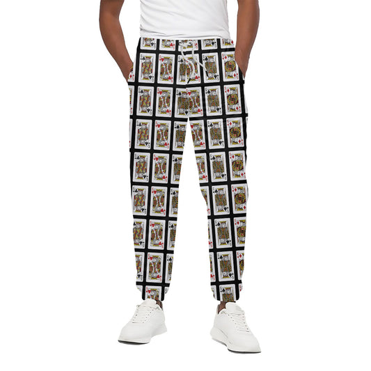Four Kings Playing Cards Pattern Print Cotton Pants