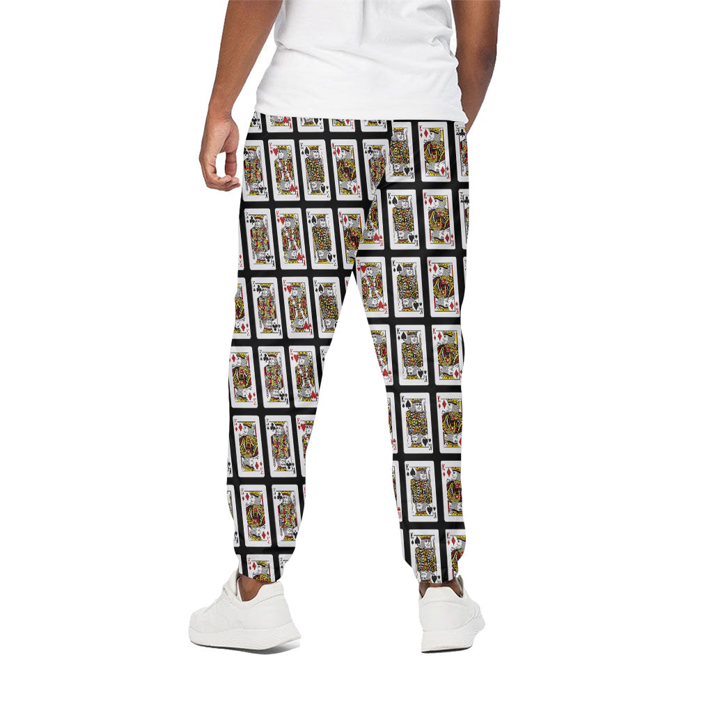 Four Kings Playing Cards Pattern Print Cotton Pants