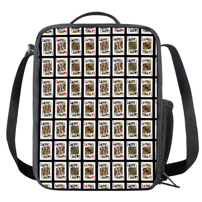 Four Kings Playing Cards Pattern Print Crossbody Lunch Bag