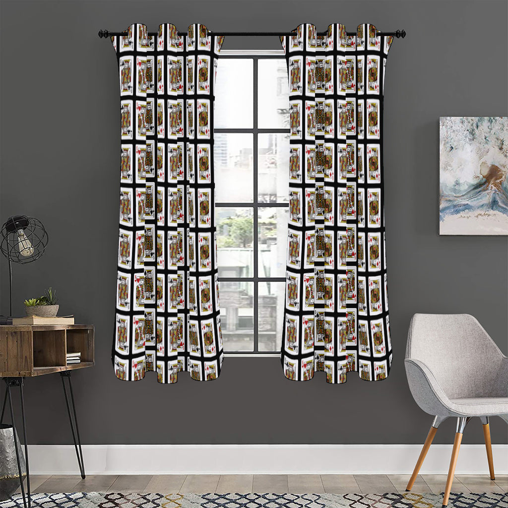 Four Kings Playing Cards Pattern Print Curtain