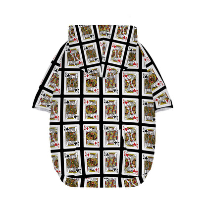 Four Kings Playing Cards Pattern Print Dog Zip Up Hoodie