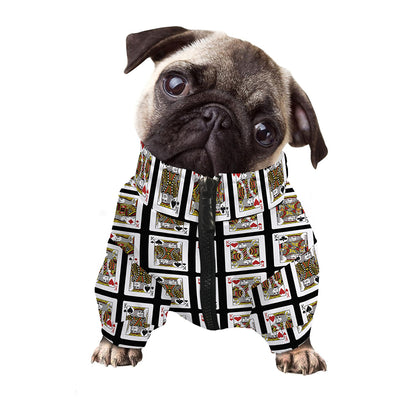 Four Kings Playing Cards Pattern Print Dog Zip Up Jacket