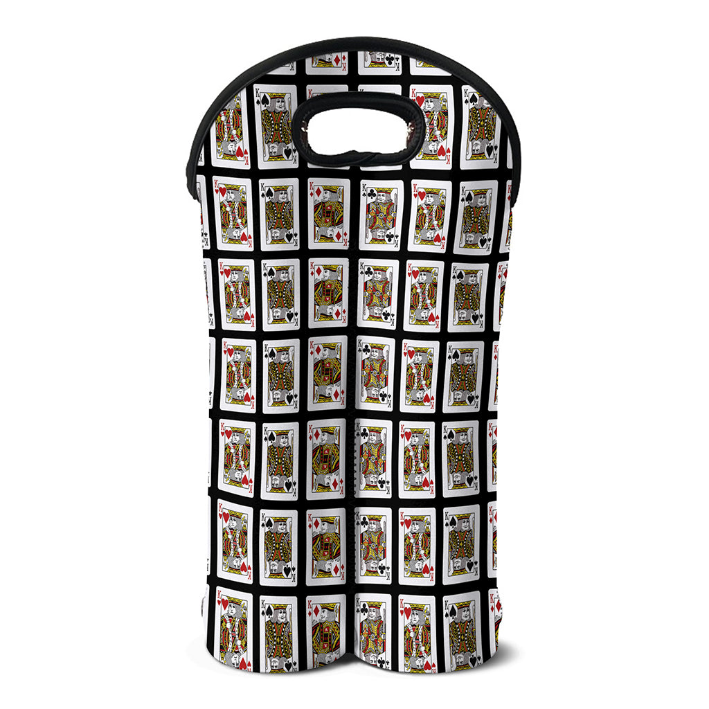Four Kings Playing Cards Pattern Print Double Neoprene Wine Tote