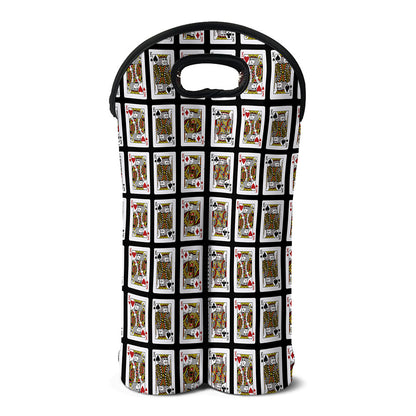 Four Kings Playing Cards Pattern Print Double Neoprene Wine Tote