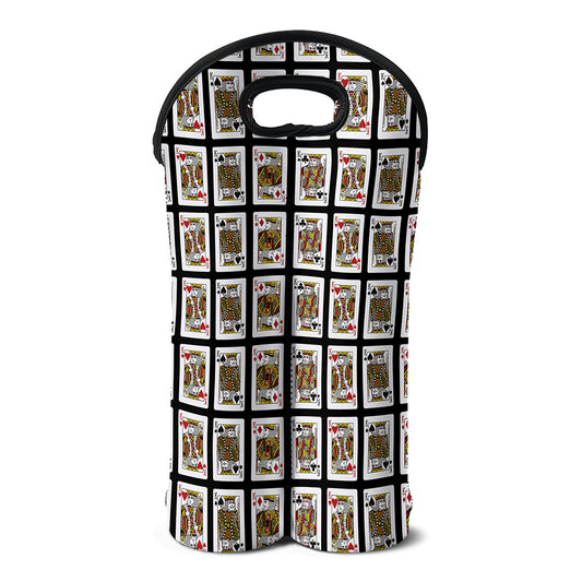 Four Kings Playing Cards Pattern Print Double Neoprene Wine Tote