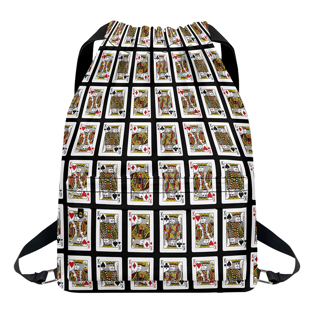 Four Kings Playing Cards Pattern Print Drawstring Backpack
