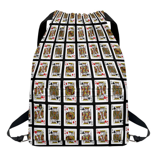 Four Kings Playing Cards Pattern Print Drawstring Backpack