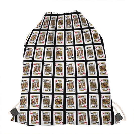 Four Kings Playing Cards Pattern Print Drawstring Bag