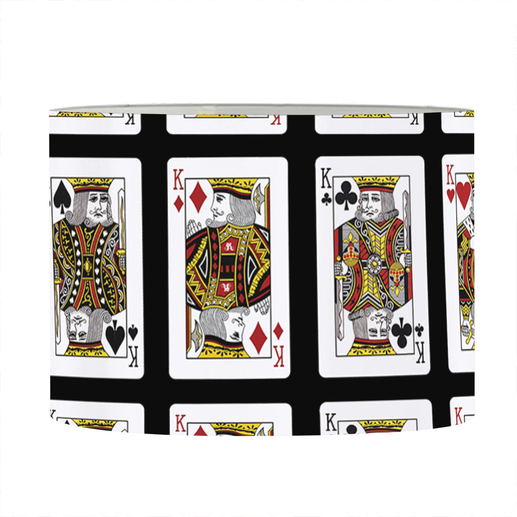 Four Kings Playing Cards Pattern Print Drum Lamp Shade