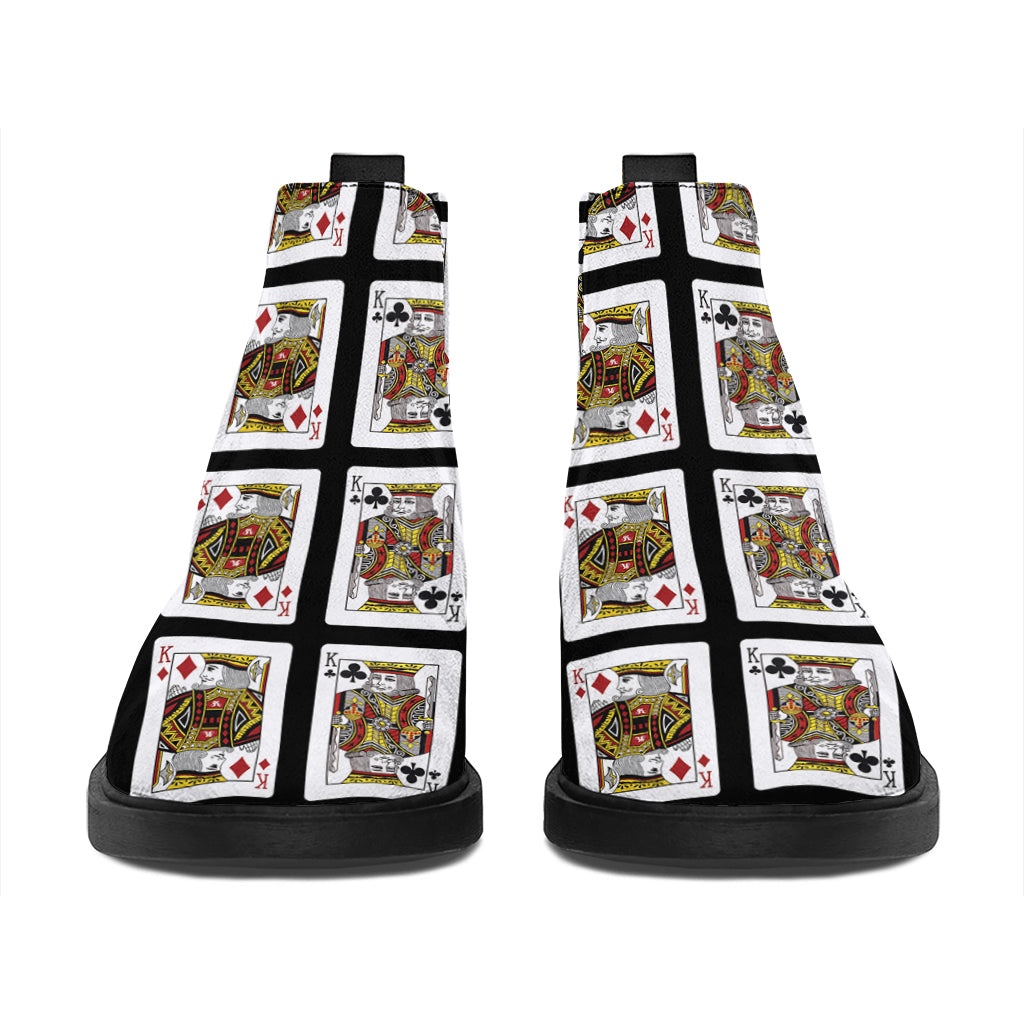 Four Kings Playing Cards Pattern Print Flat Ankle Boots
