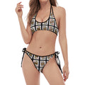 Four Kings Playing Cards Pattern Print Halter Scoop Tie Side Bikini
