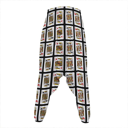 Four Kings Playing Cards Pattern Print Hammer Pants