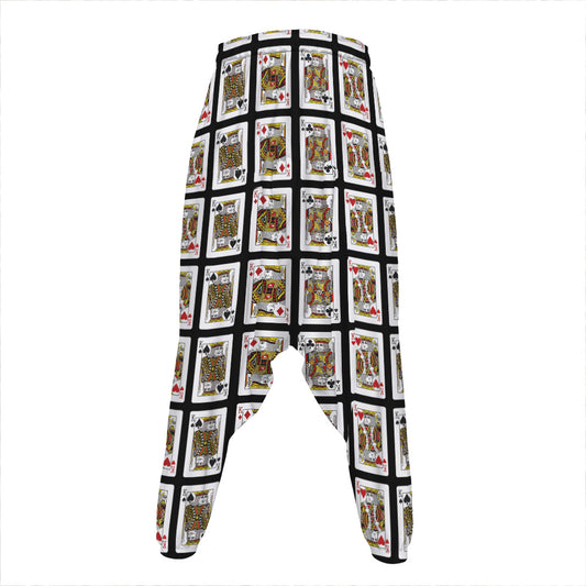 Four Kings Playing Cards Pattern Print Hammer Pants