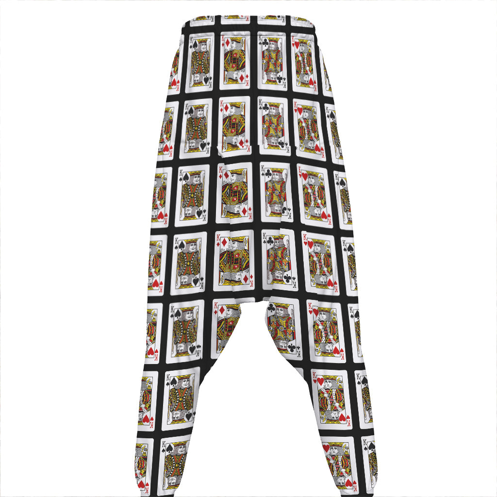 Four Kings Playing Cards Pattern Print Hammer Pants
