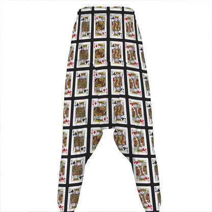 Four Kings Playing Cards Pattern Print Hammer Pants