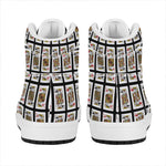 Four Kings Playing Cards Pattern Print High Top Leather Sneakers