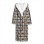 Four Kings Playing Cards Pattern Print Hooded Bathrobe